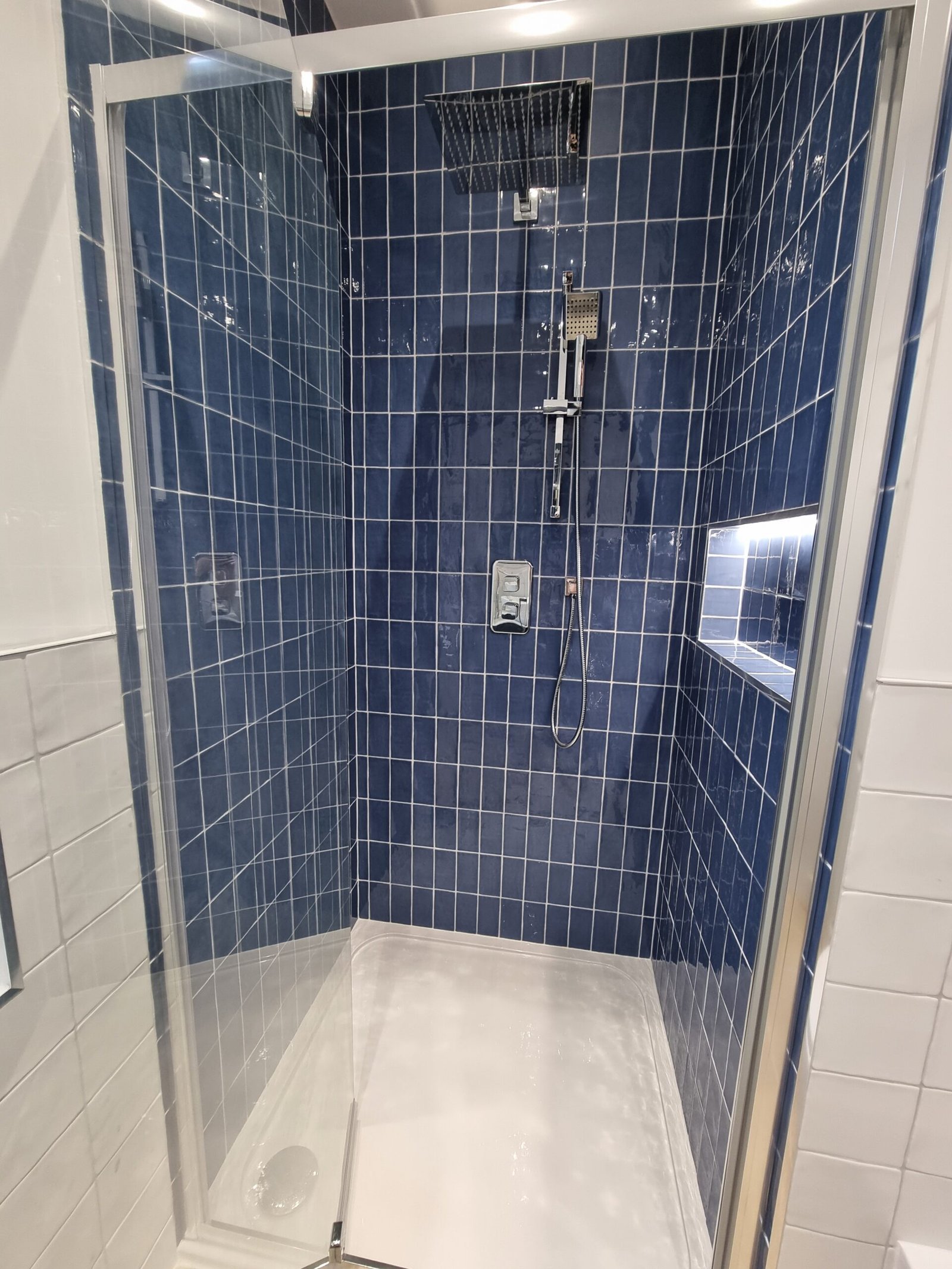 Ensuite shower with rainfall head and recessed niche