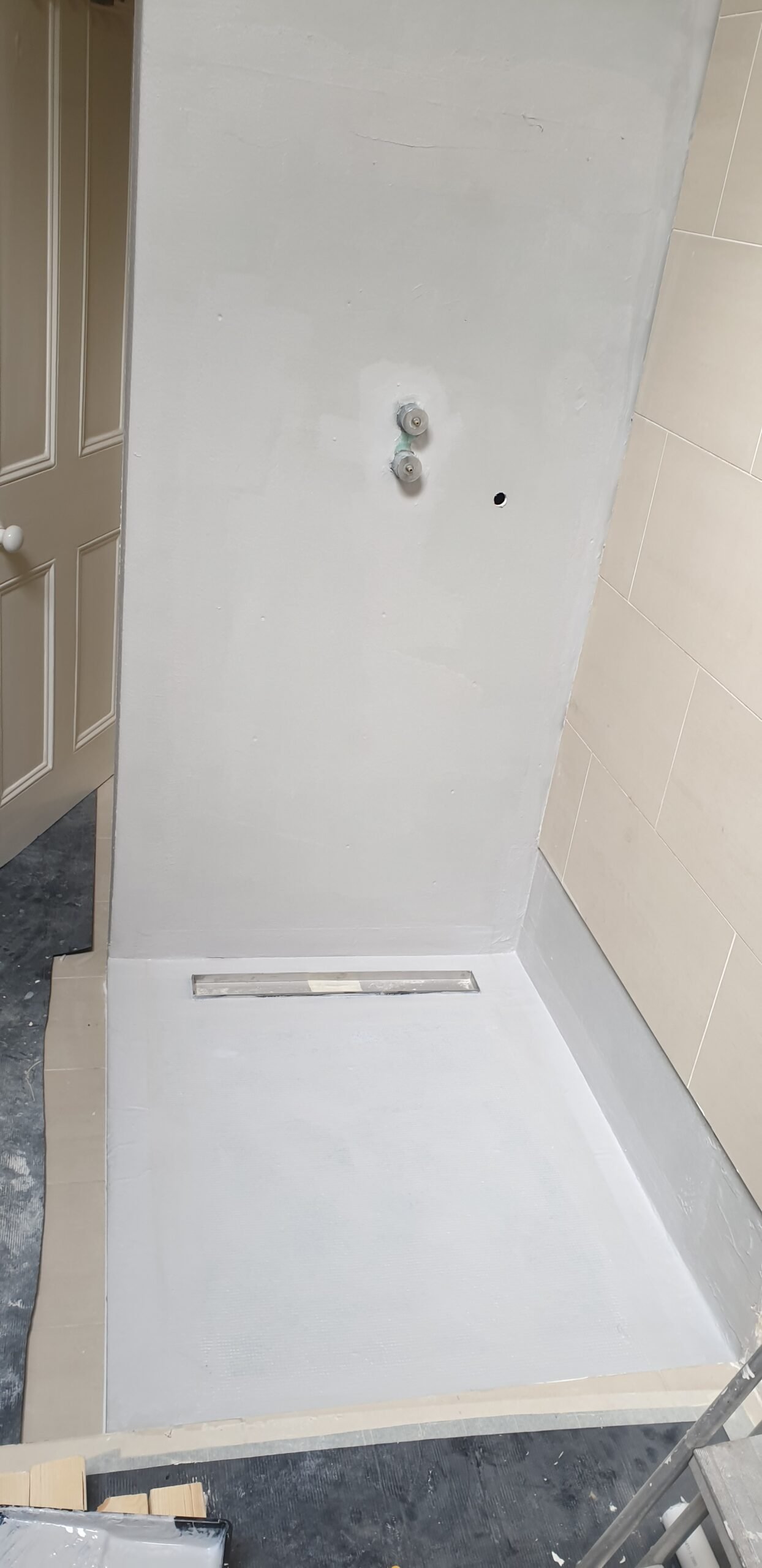 Wet room waterproofing tanking system installed