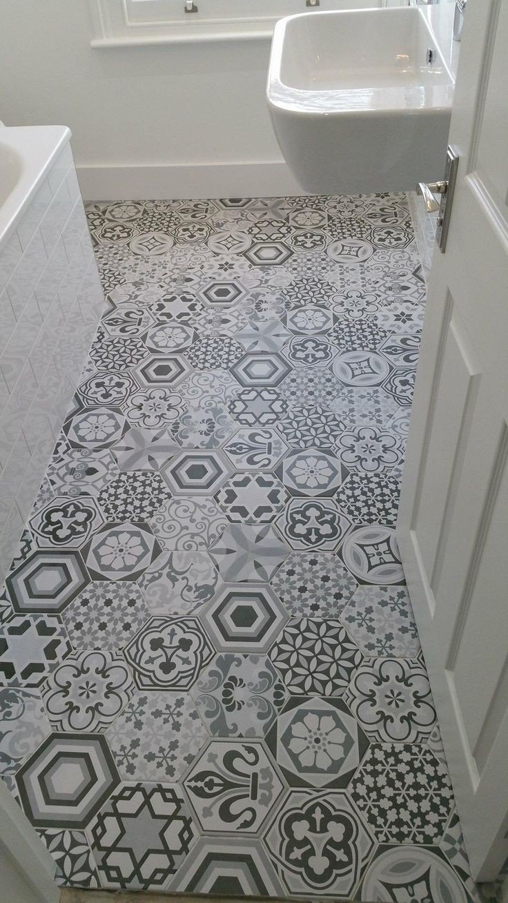 Encaustic hexagon patchwork floor tiling, Crouch End